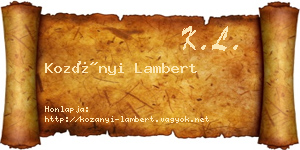 Kozányi Lambert névjegykártya