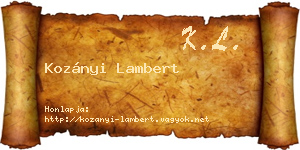 Kozányi Lambert névjegykártya